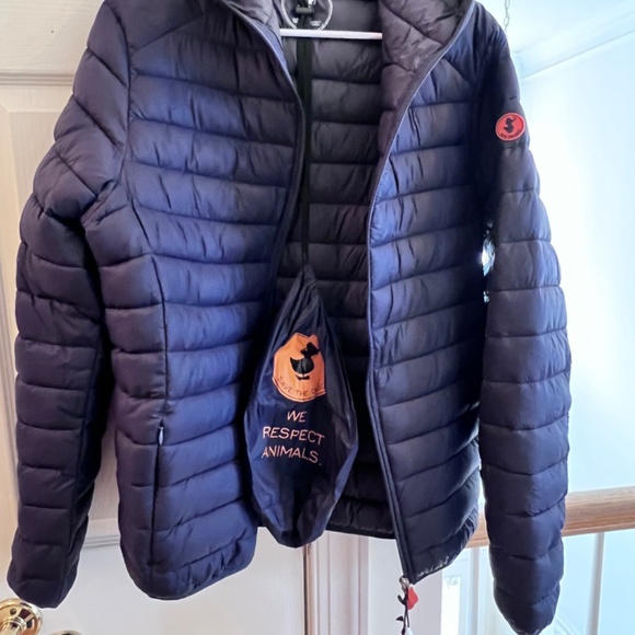 NWT Men’s size M Save The Duck Navy Hooded Puffer Jacket - Picture 5 of 5